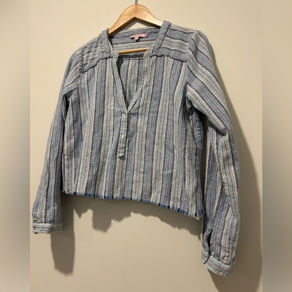 Calypso St. Barth Striped Linen Fringe Tunic SIZE MEDIUM - Picture 5 of 5